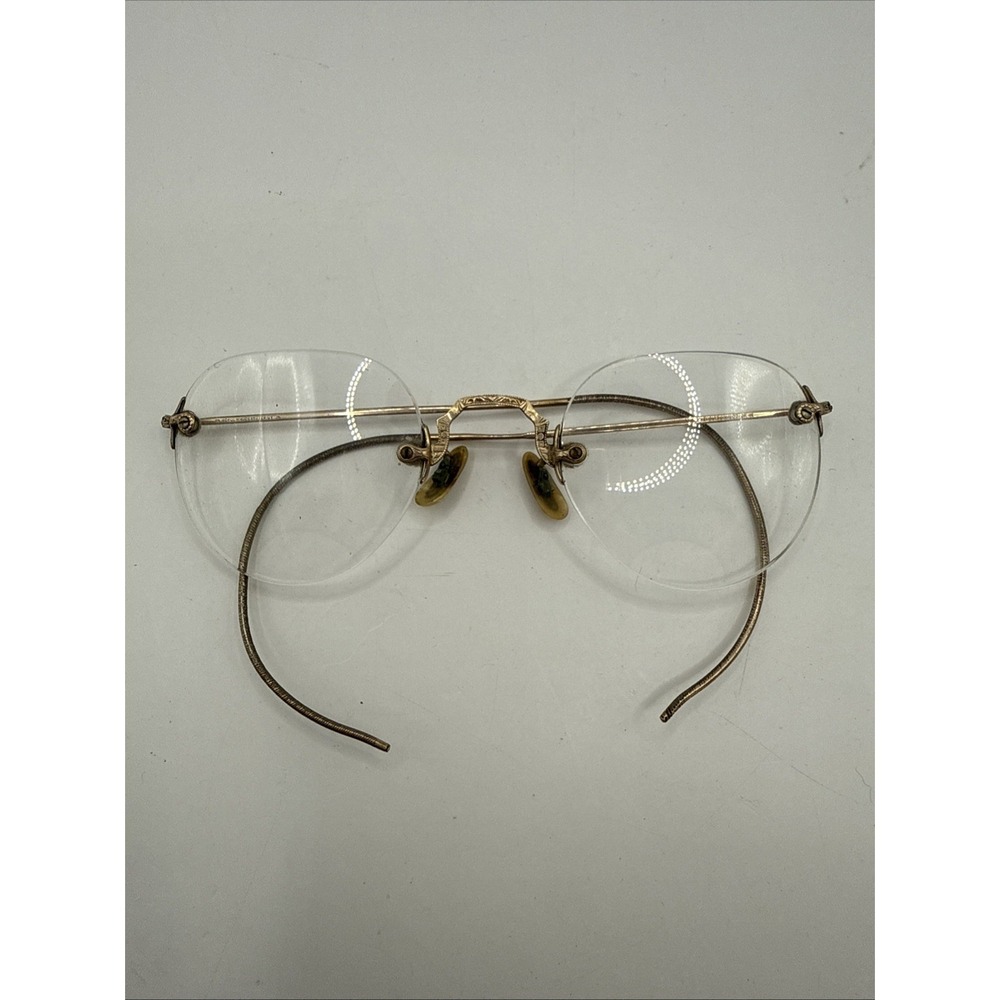 Antique Vintage American Optical 1920s '30s 1/10 12K GF Gold Rimless Glasses